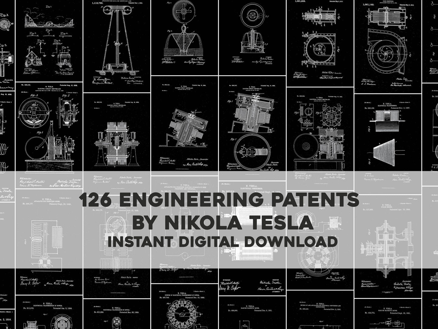 Nikola Tesla Engineering Patents & Inventions Black 126 [Images]