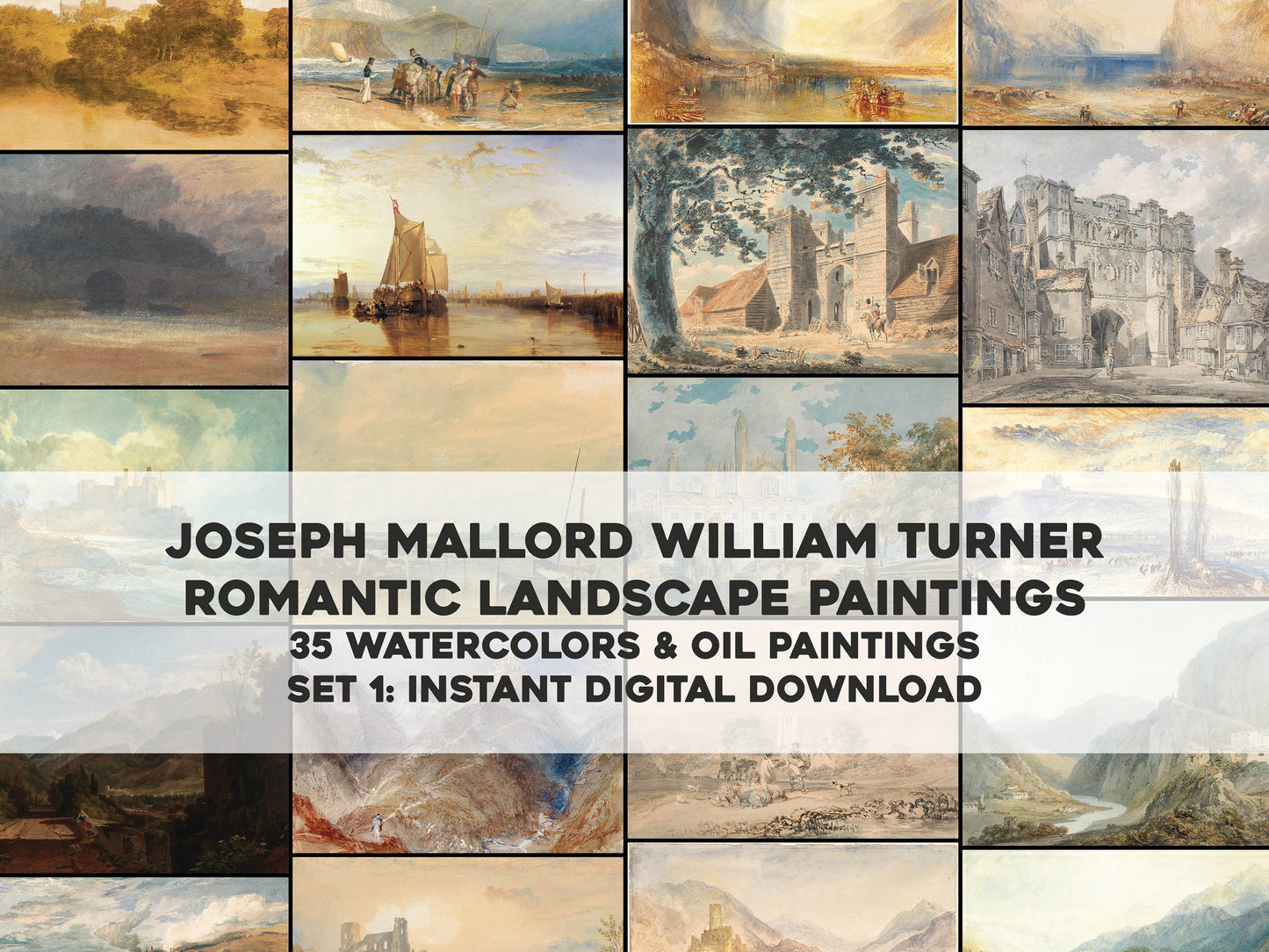 J M W Turner Watercolor & Oil Landscape Paintings Set 1 [35 Images]