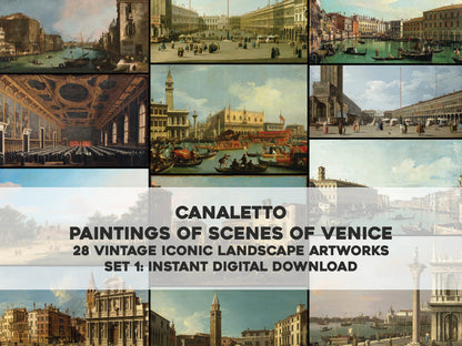 Canaletto Venetian Landscape Paintings Set 1 [28 Images]