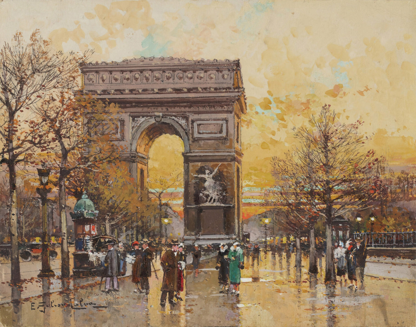 Eugène Galien-Laloue Paris in Autumn & Winter Paintings Set 1 [36 Images]