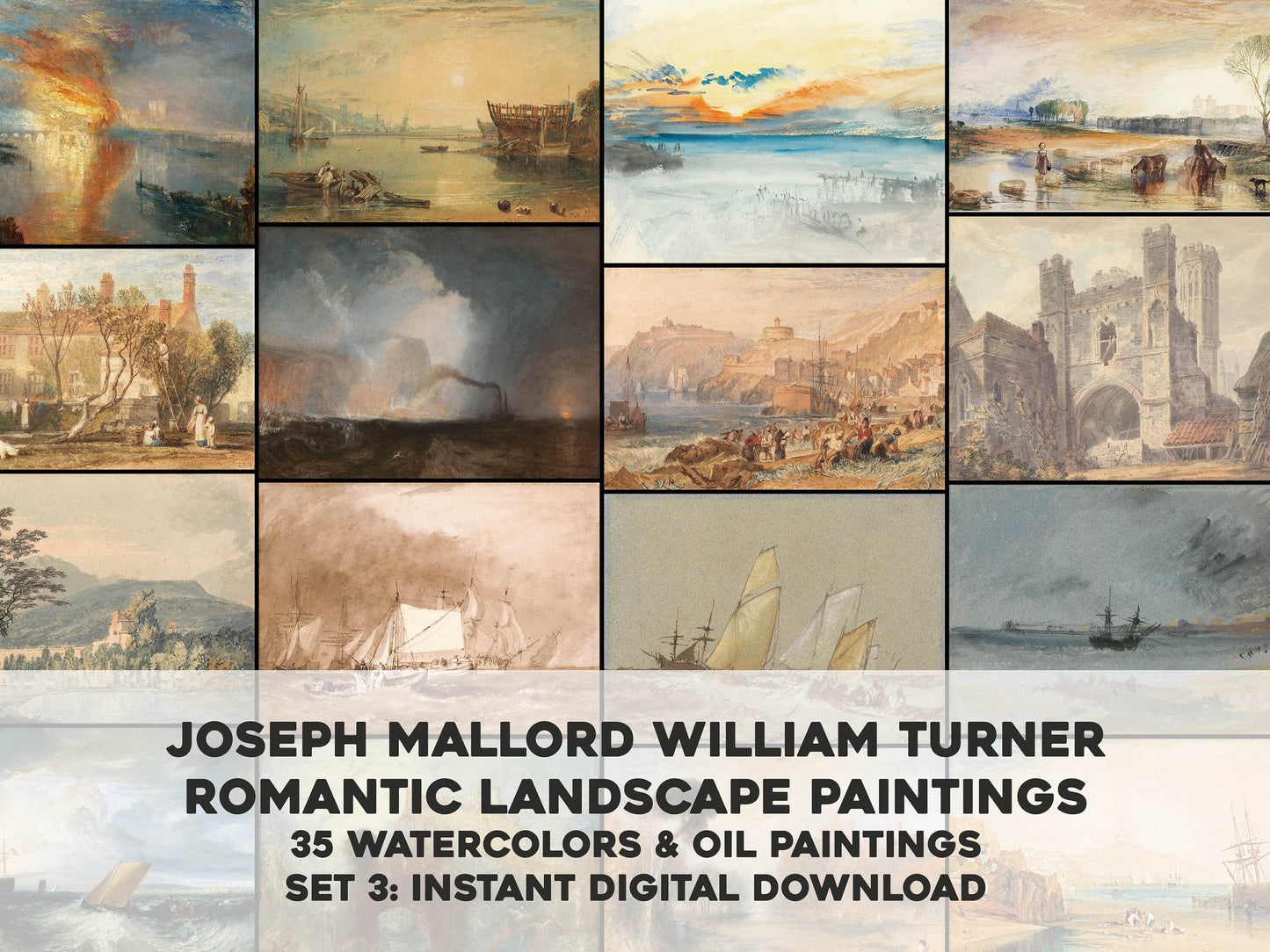 J M W Turner Watercolor & Oil Landscape Paintings Set 3 [35 Images]