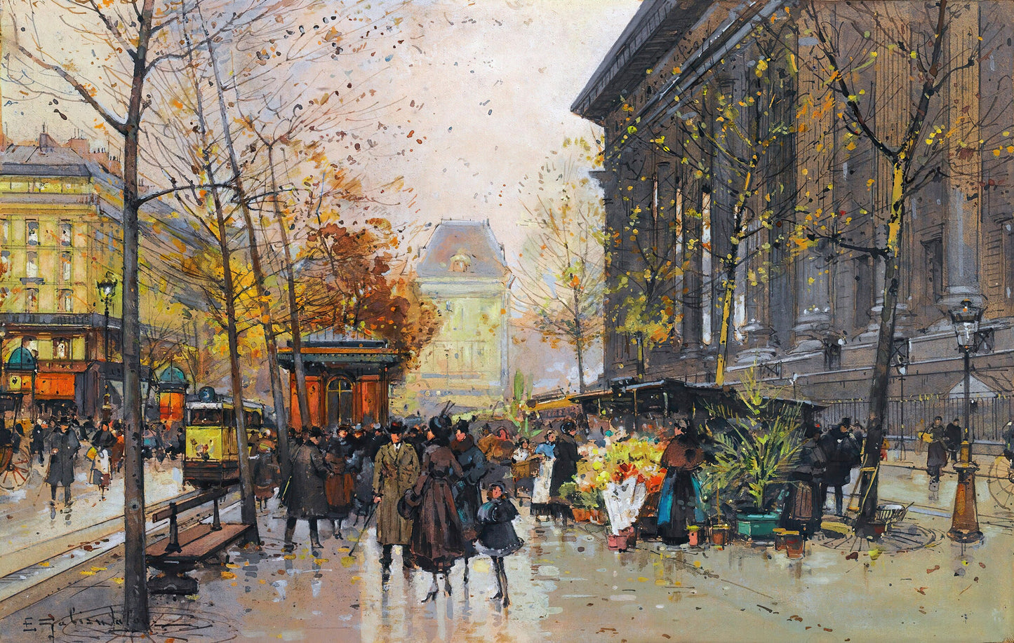 Eugène Galien-Laloue Paris in Autumn & Winter Paintings Set 2 [36 Images]