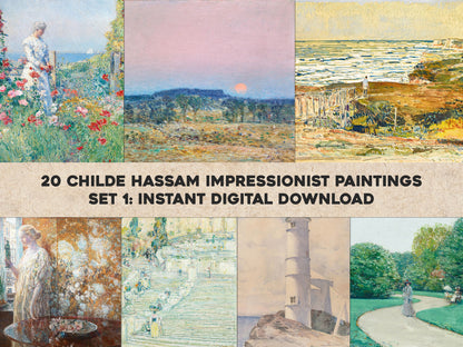 Childe Hassam Impressionist Paintings Set 1 [20 Images]