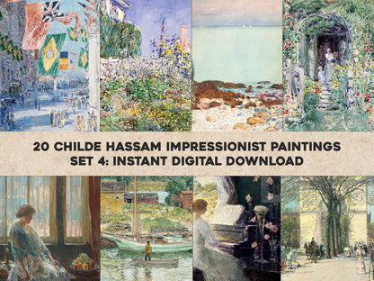 Childe Hassam Impressionist Paintings Set 4 [20 Images]