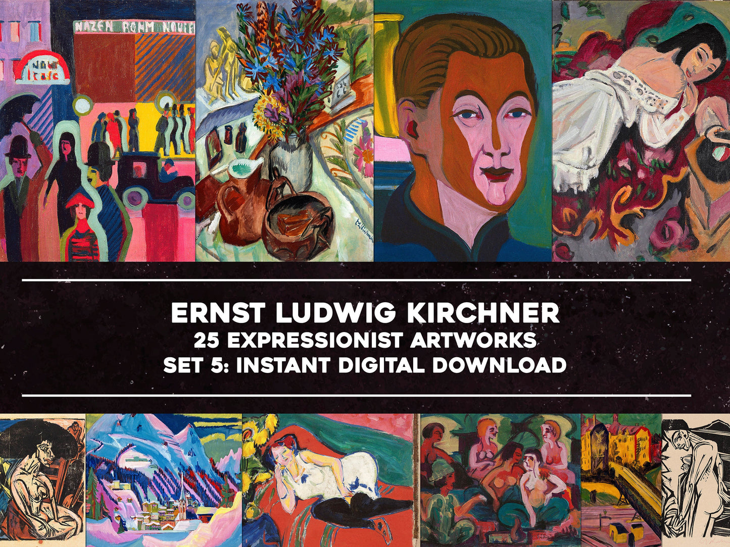Ernst Ludwig Kirchner Expressionist Artworks Set 5 [25 Images]