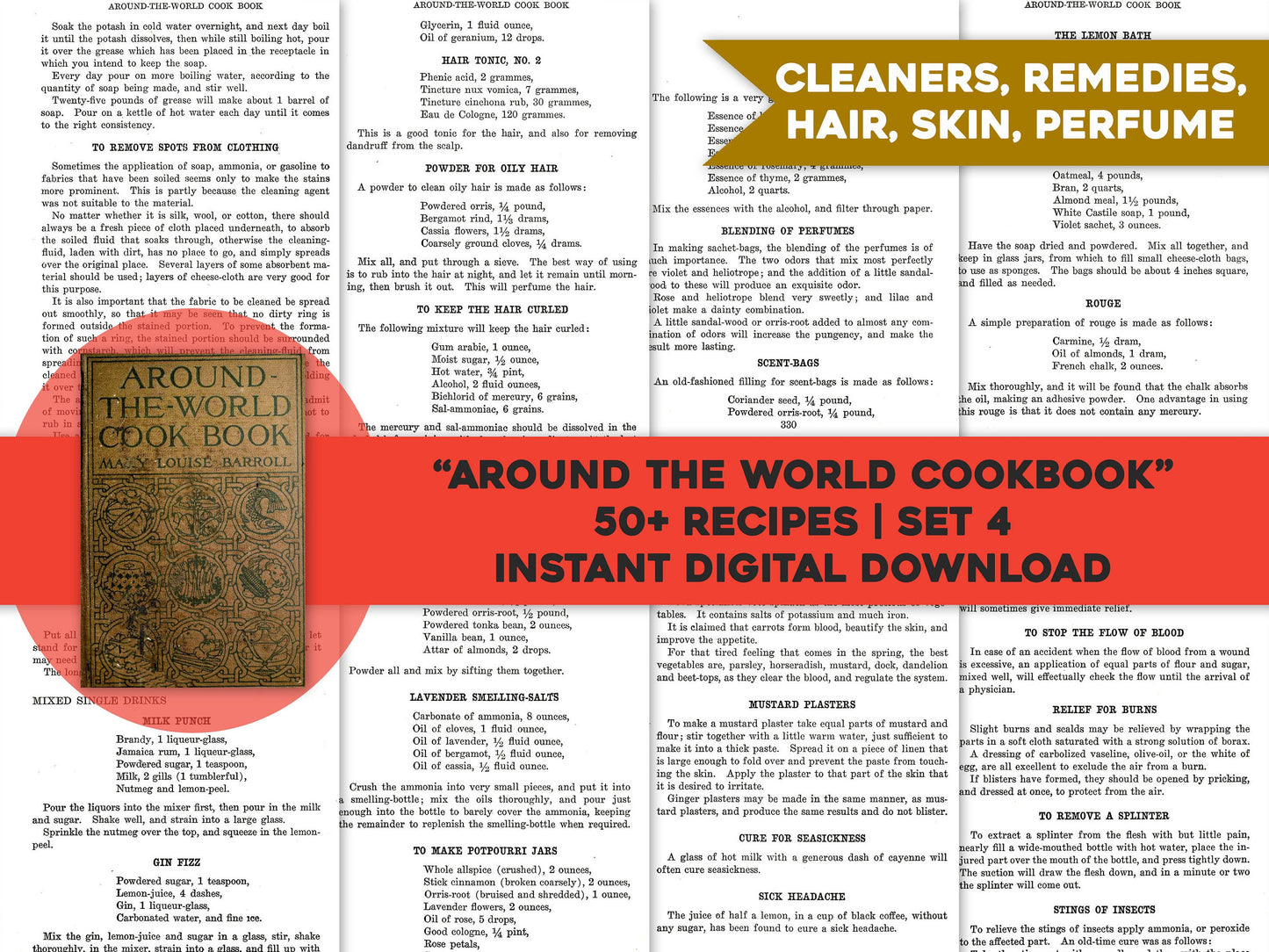 Around the World Cookbook Set 4 Hair Skin Perfume Recipes [39 Images]