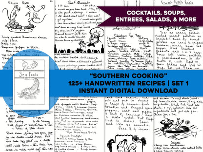 Southern Cooking Handwritten Recipes Set 1 [142 Images]