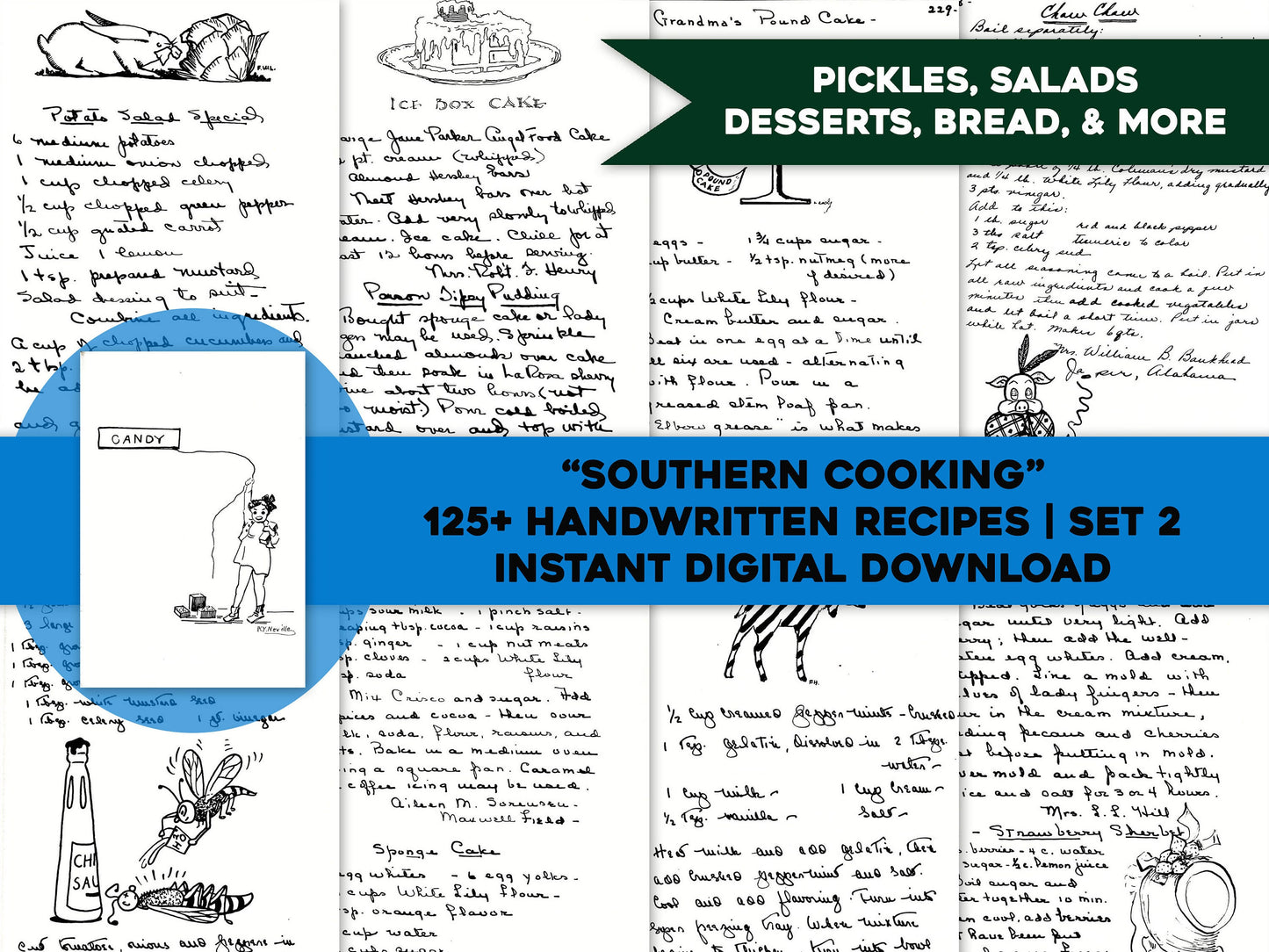 Southern Cooking Handwritten Recipes Set 2 [138 Images]