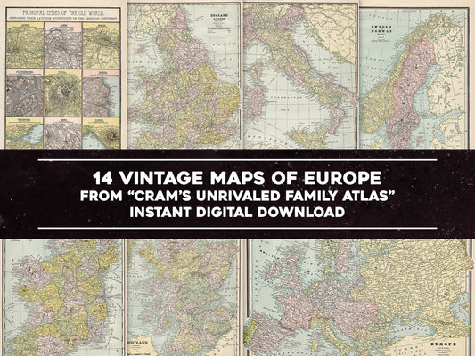 Cram's Unrivaled Family Atlas of the World European Countries [14 Images]