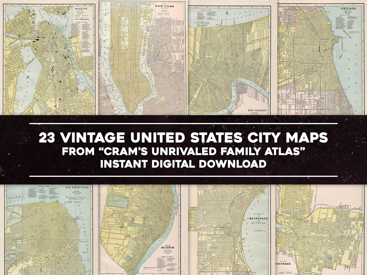 Cram's Unrivaled Family Atlas of the World Major US Cities [23 Images]