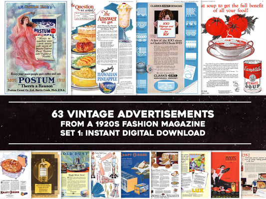 1920s Magazine Print Advertisements Set 7 [63 Images]