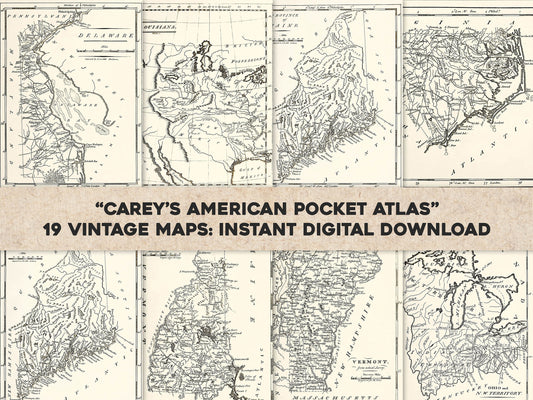 Carey's American Pocket Atlas Whitened [19 Images]