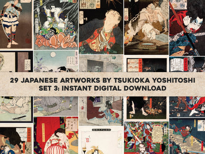 Tsukioka Yoshitoshi Ukiyo-e Woodblock Prints Set 3 [29 Images]