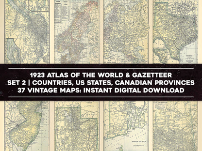 1923 Atlas of the World and Gazetteer Set 2 [37 Images]