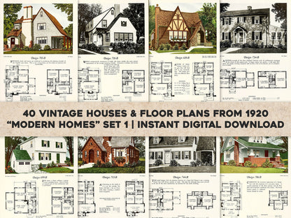 Modern American House Design Advertisements & Floor Plans Set 1 [40 Images]