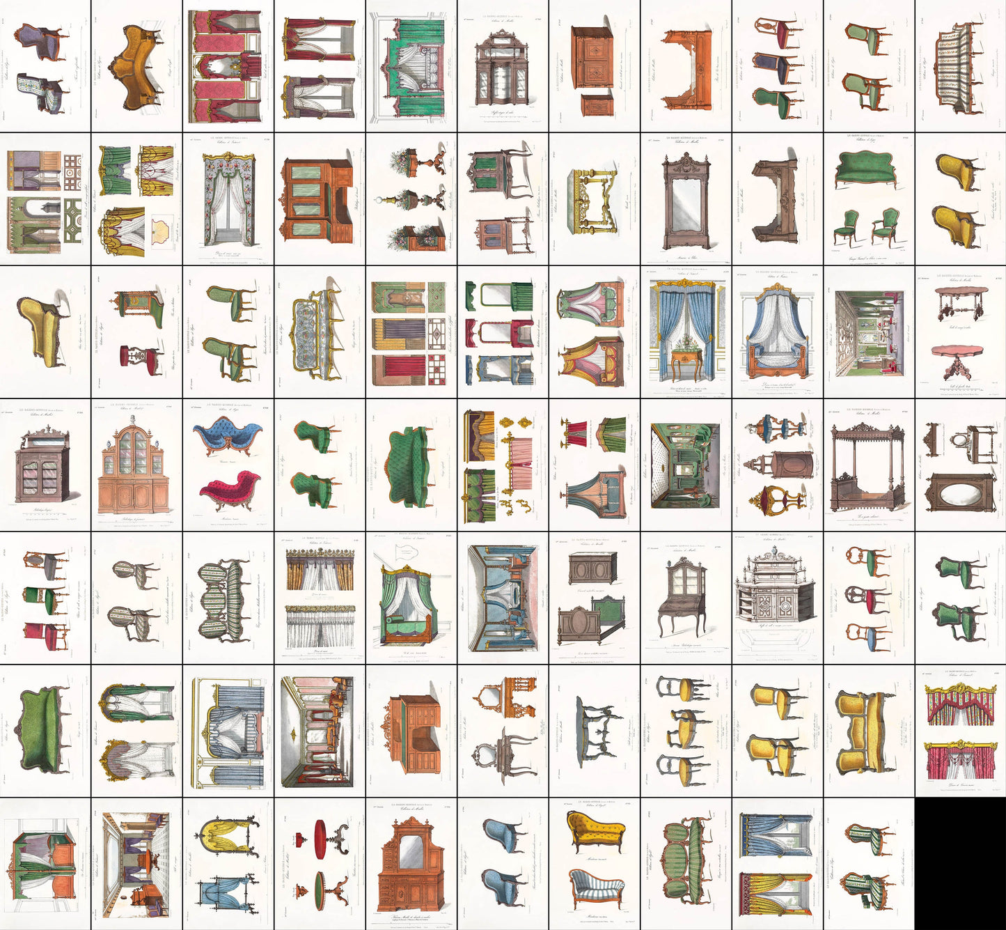 French Home Furniture & Decor Illustrations Set 3 [76 Images]