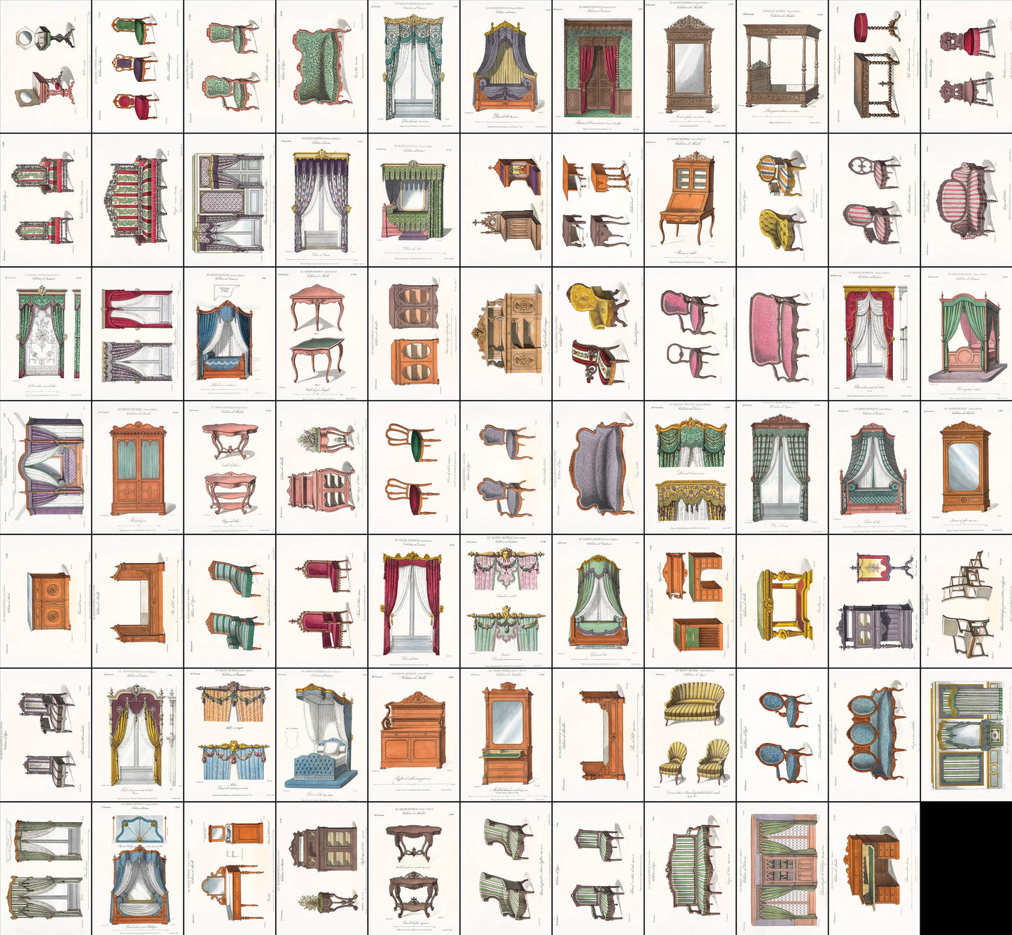 French Home Furniture & Decor Illustrations Set 5 [76 Images]