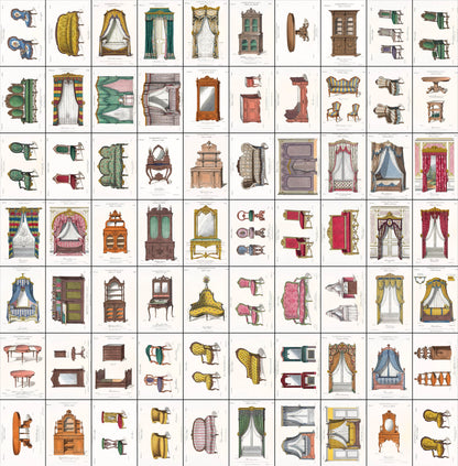 French Home Furniture & Decor Illustrations Set 6 [70 Images]