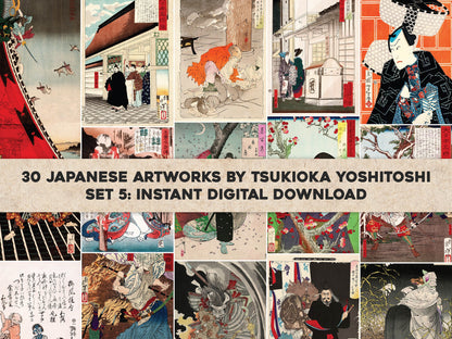 Tsukioka Yoshitoshi Ukiyo-e Woodblock Prints Set 5 [30 Images]