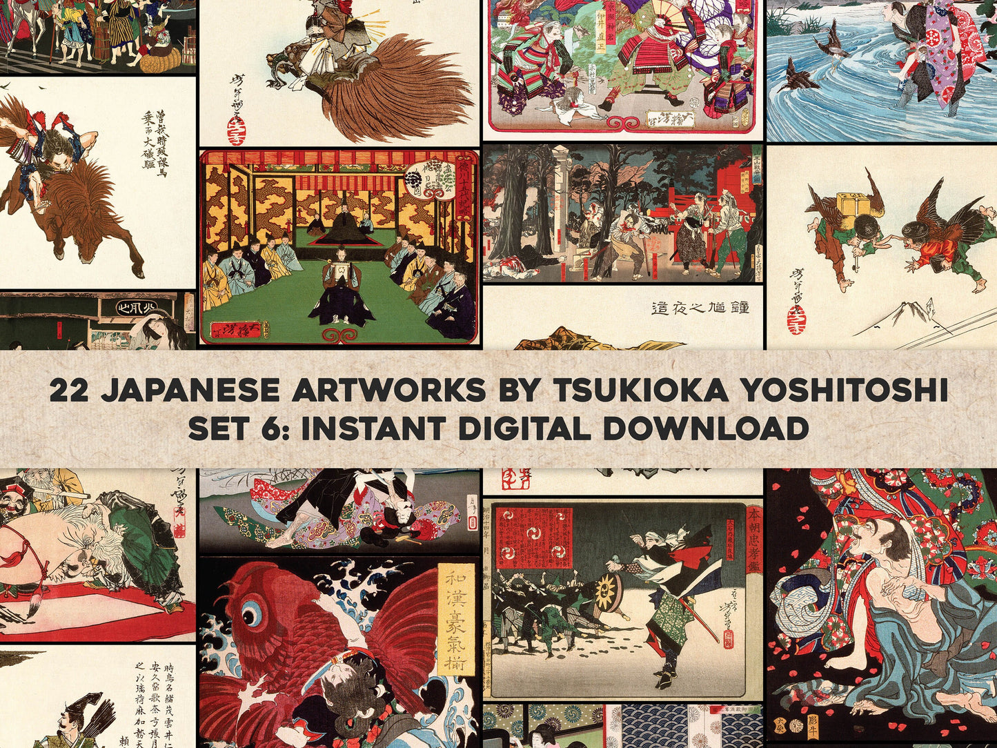 Tsukioka Yoshitoshi Ukiyo-e Woodblock Prints Set 6 [22 Images]