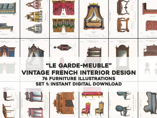 French Home Furniture & Decor Illustrations Set 1 [76 Images]