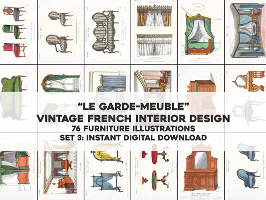 French Home Furniture & Decor Illustrations Set 3 [76 Images]