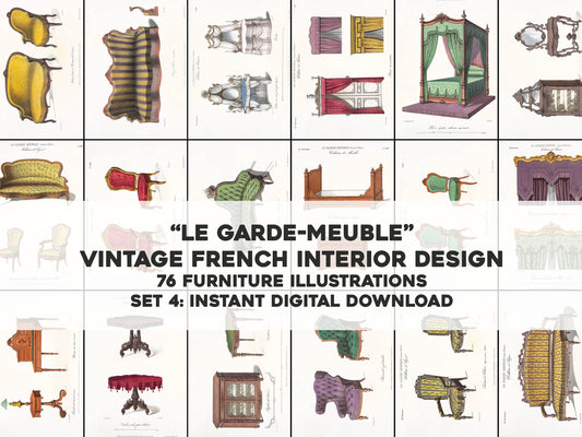 French Home Furniture & Decor Illustrations Set 4 [76 Images]