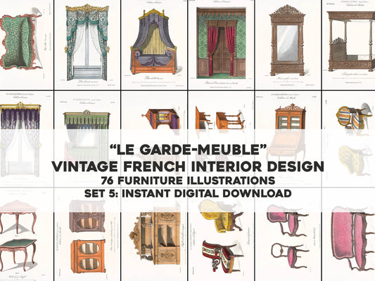 French Home Furniture & Decor Illustrations Set 5 [76 Images]